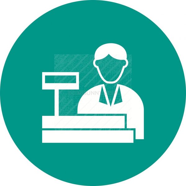 600x600 Cashier Flat Round Icon