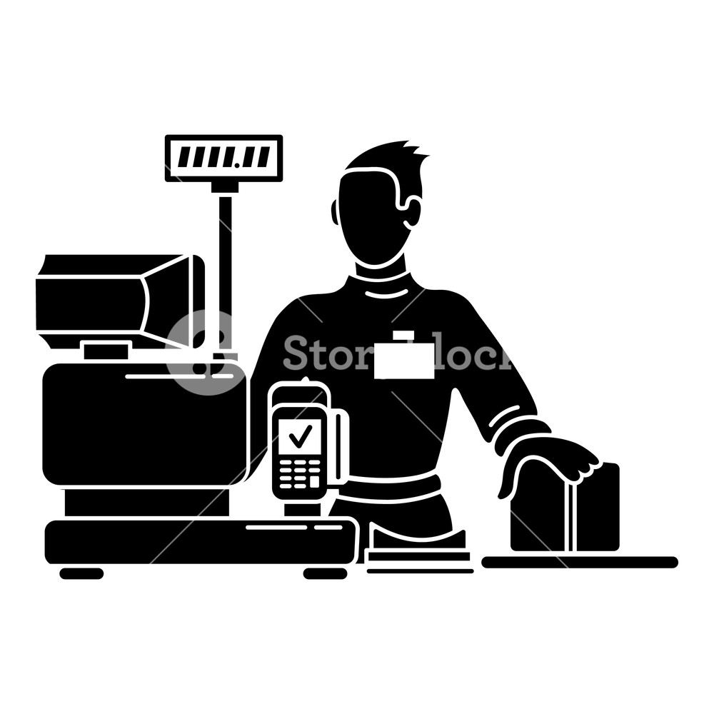 1000x1000 Man Cashier Icon Simple Illustration Of Man Cashier Vector Icon