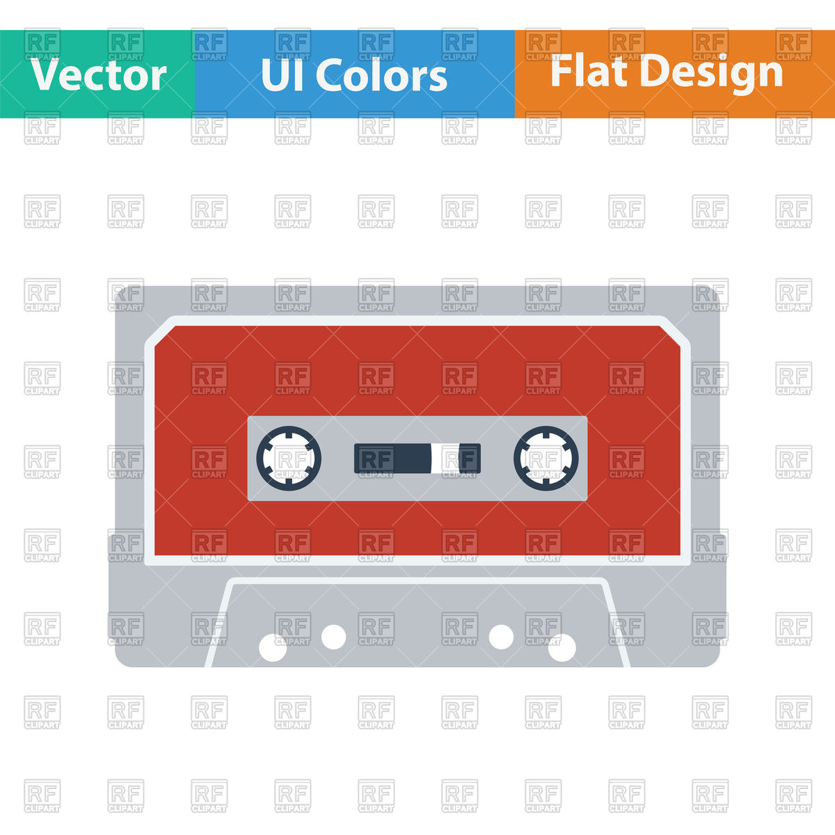 1200x1200 Audio Cassette Icon, Flat Color Design Vector Image Of Objects