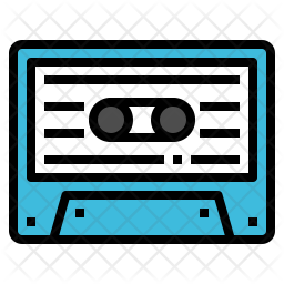 256x256 Cassette Tape Icon Of Colored Outline Style