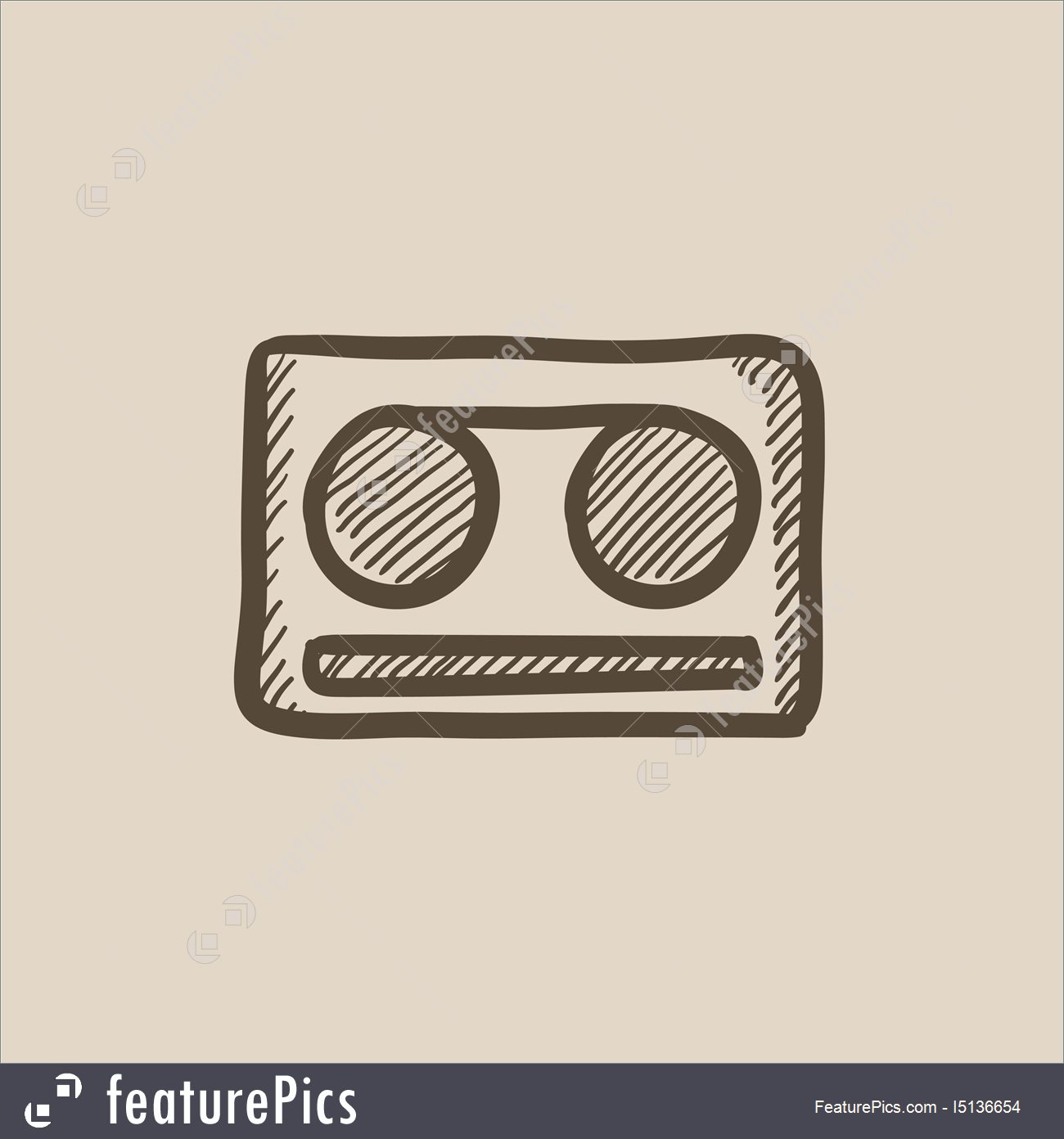 1300x1392 Cassette Tape Sketch Icon Stock Illustration