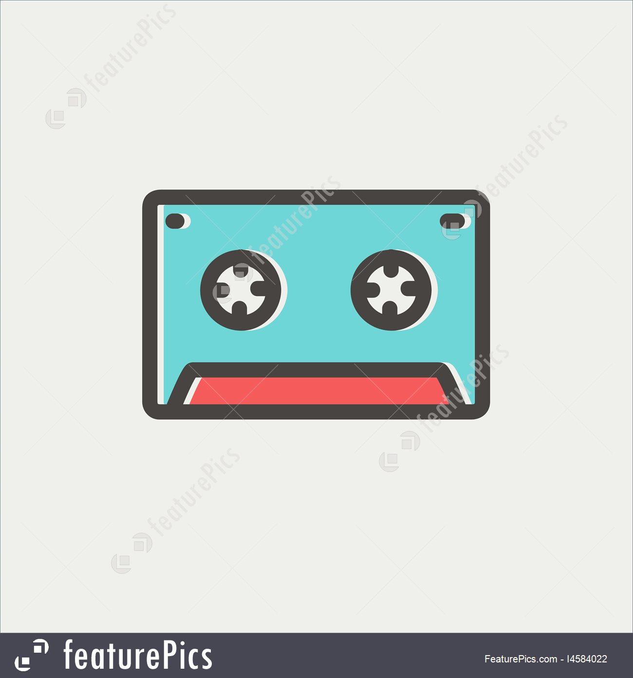 1300x1392 Cassette Tape Thin Line Icon Illustration