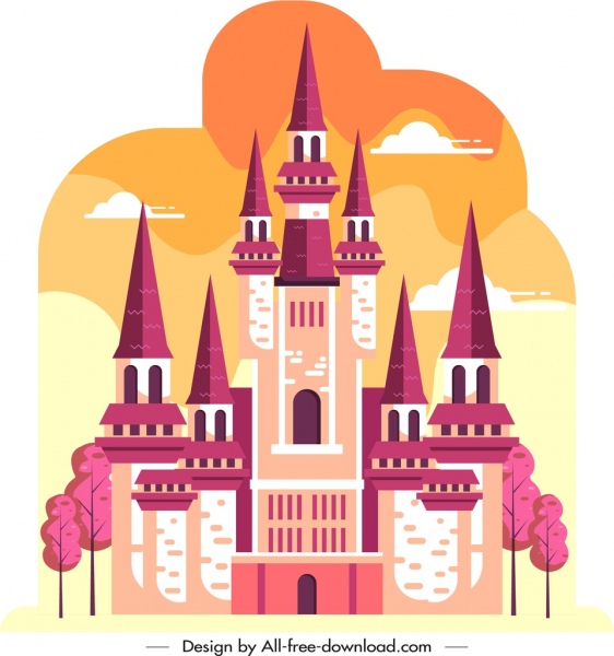 Castle Icon Template Colorful Flat Retro Design Free Vector 562x600 Castle Icon Template Colorful Flat Retro Design Free Vector