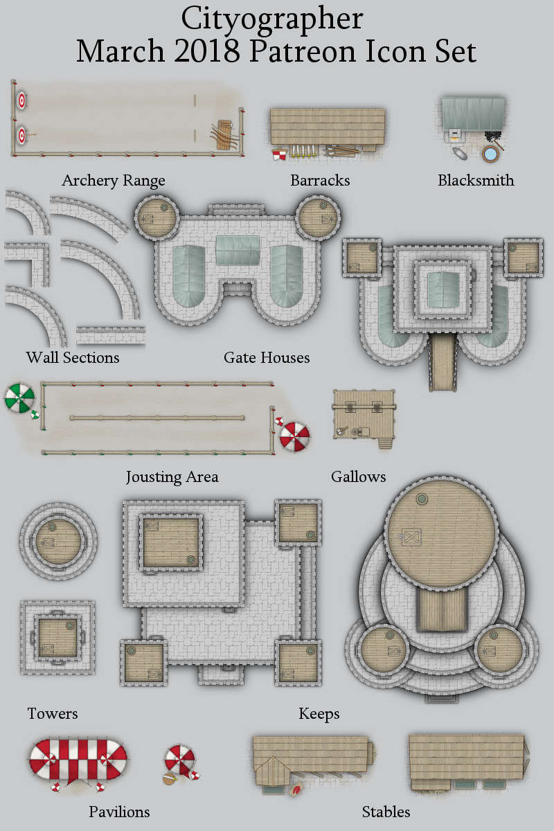 800x1200 Cityographer Medieval Castle City Map Icons