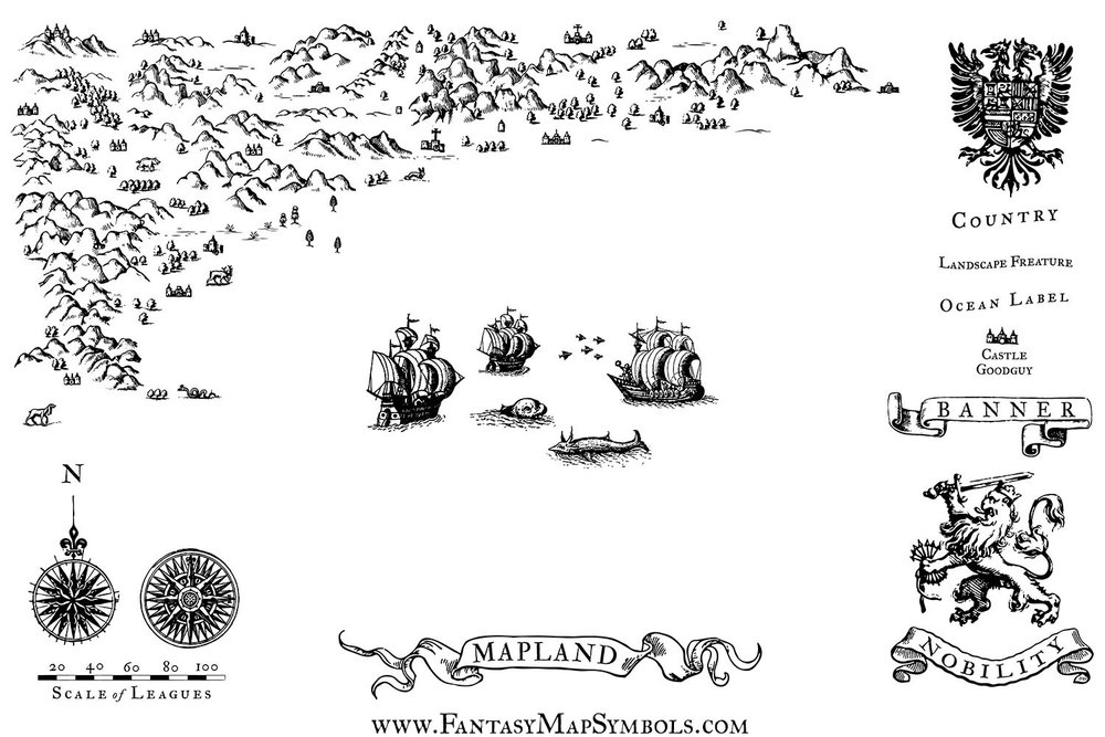 1000x667 Fantasy Map Symbol Set