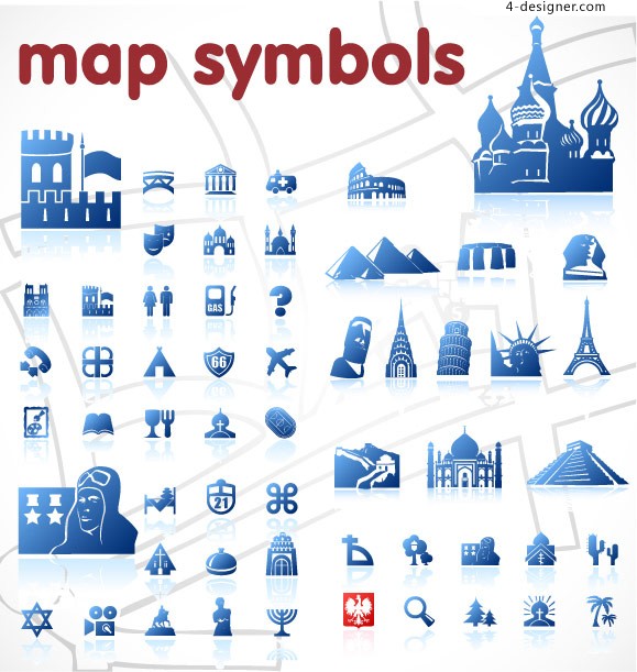579x611 Designer Blue Map Symbol Vector Material