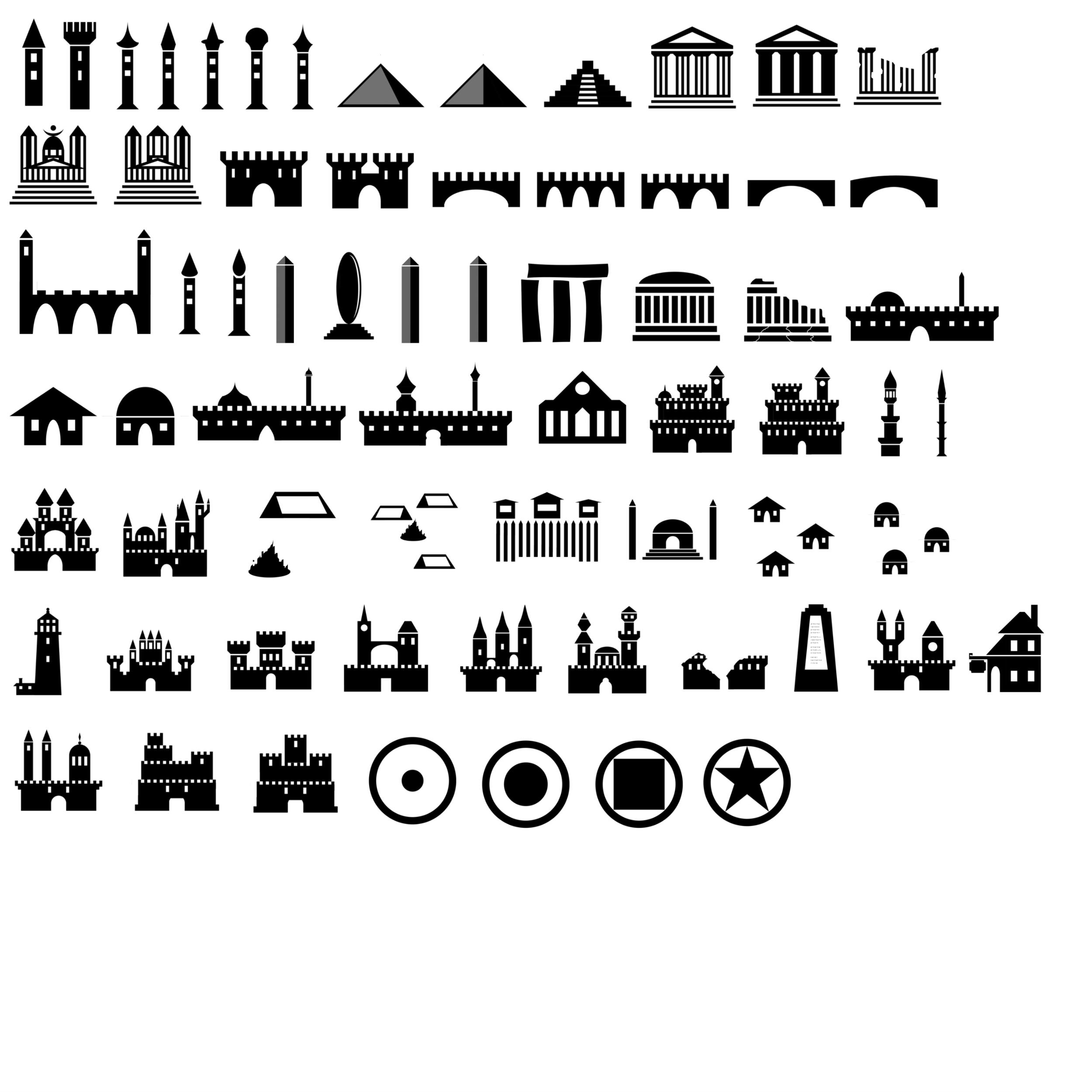 2500x2500 Map Symbols Photoshop Brushes Castles Etc