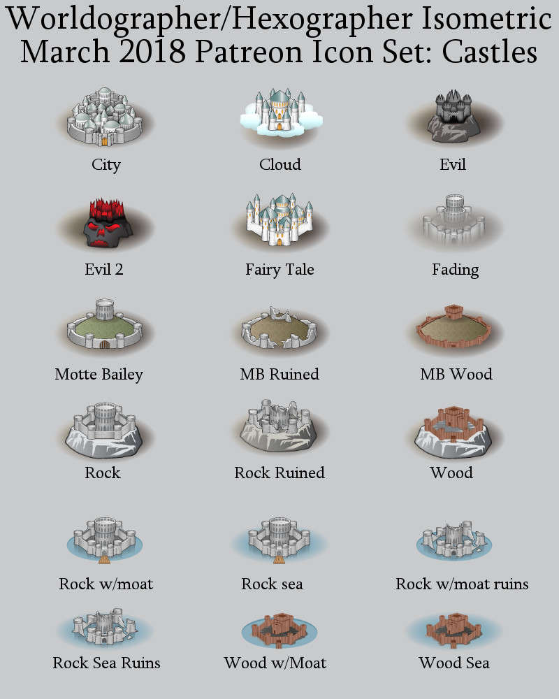 800x1000 Worldographer Isometric Style Castles World Map Icons