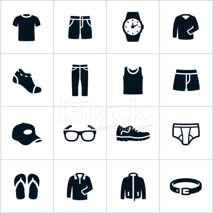 440x440 Mens Casual Wear Icons Stock Vector
