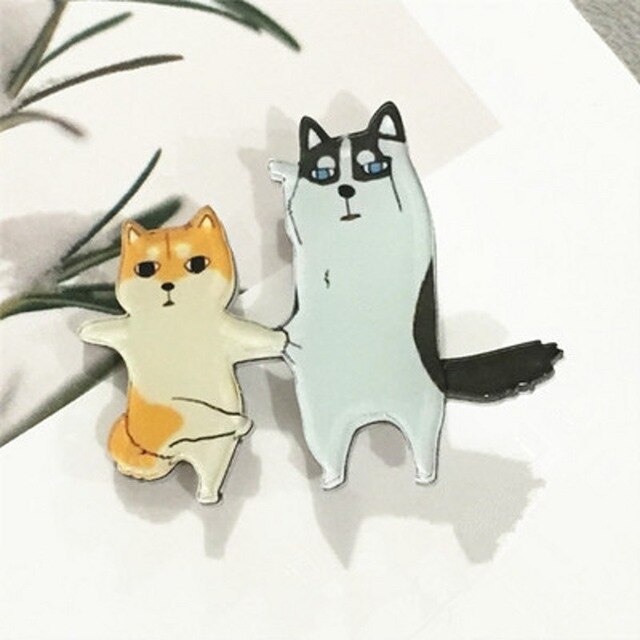 640x640 New Arrival Good Friend Cat And Dog Icon Acrylic Brooch