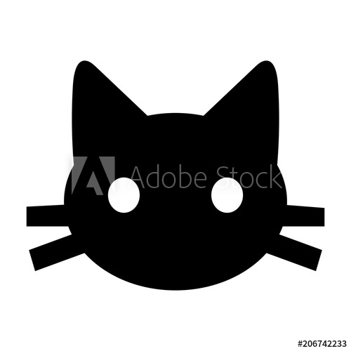 500x500 Abstract, Black And White Cat Face Iconsticker Isolated On White