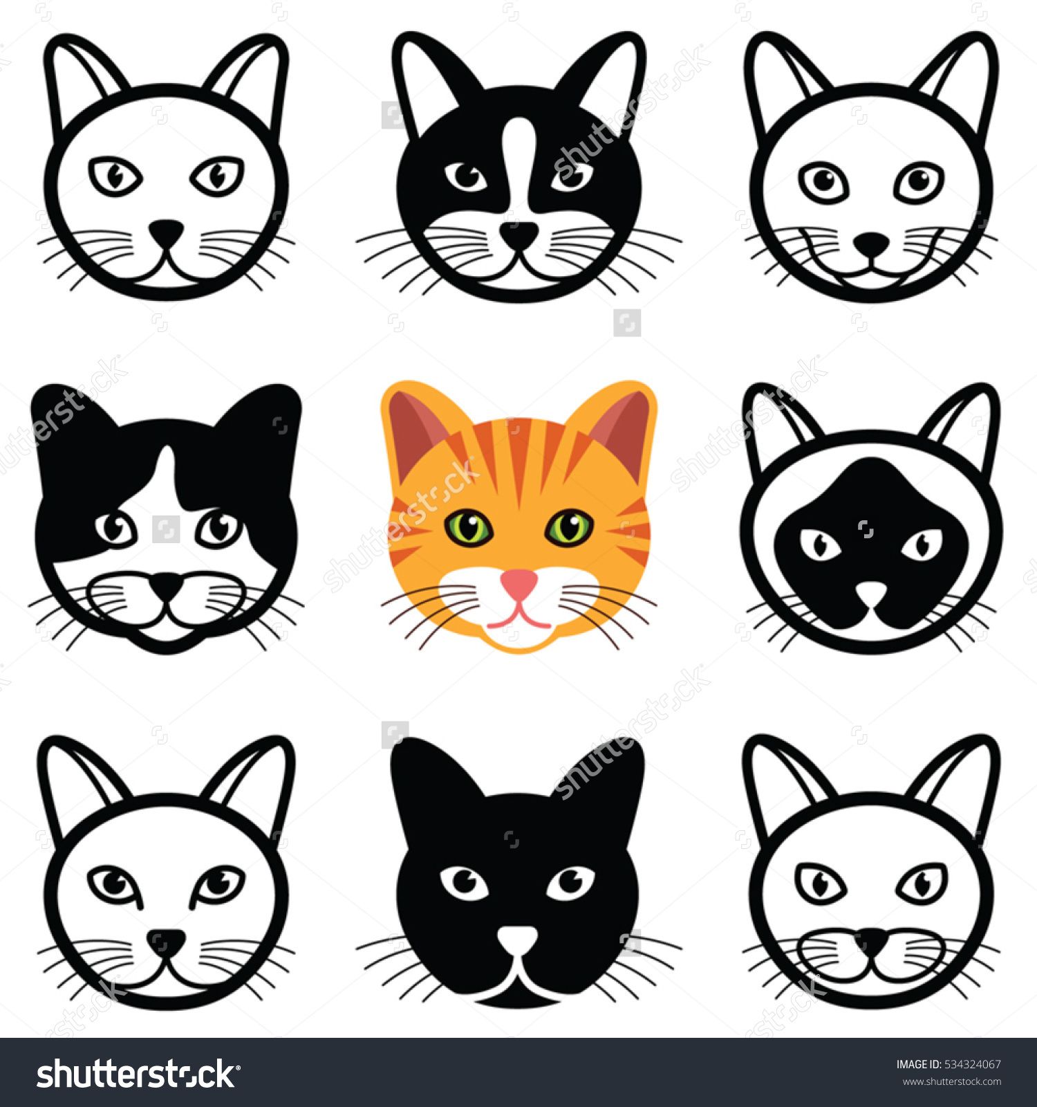 1500x1600 Cat Animal Cartoon Face Icon Collection