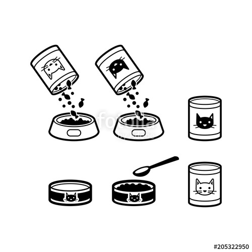 500x500 Cat Food Can And Bowl Icon Set Stock Image And Royalty Free