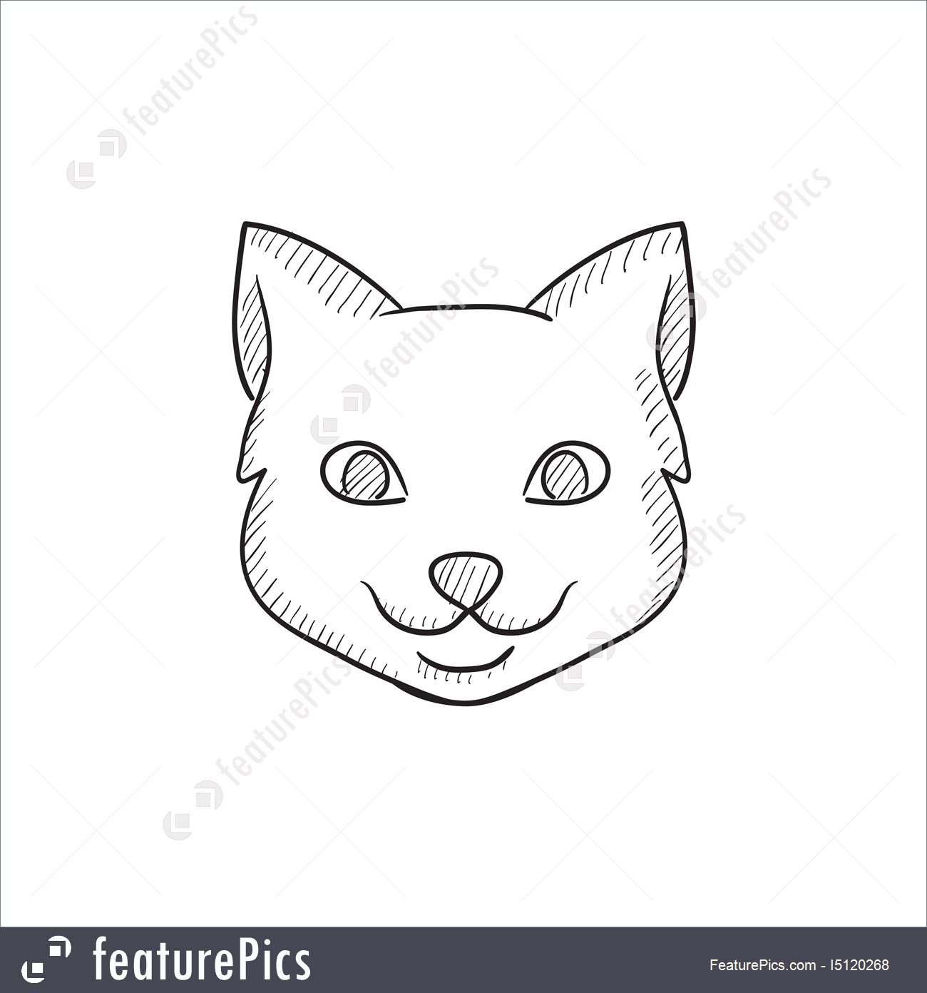 1300x1392 Cat Head Sketch Icon Illustration