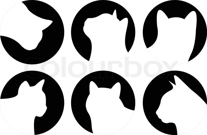 800x521 Heads Of Cats, Logo Cats, Cat Buttons, Stock Vector Colourbox