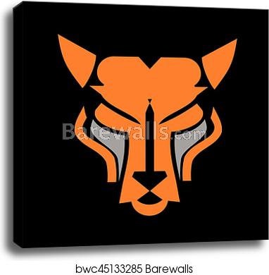 382x390 Wild Cat Head Icon Panther Head Cheetah Head, Canvas Print