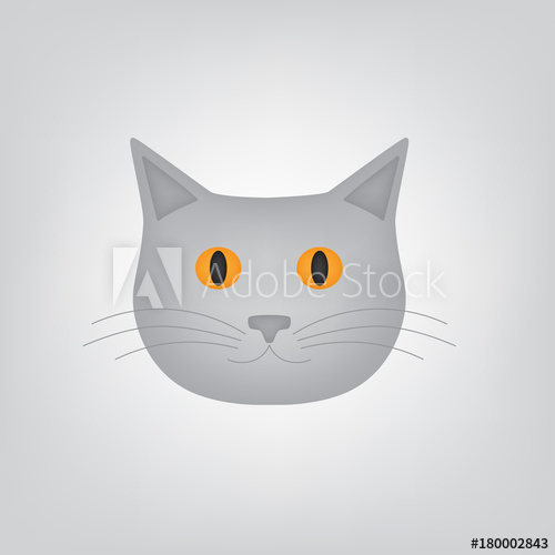 500x500 Cat Head Icon Vector Illustration