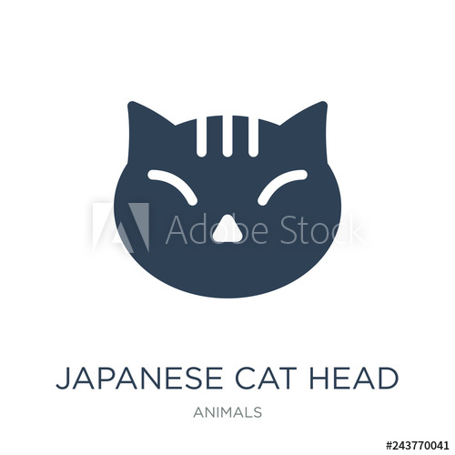500x500 Japanese Cat Head Icon Vector On White Background, Japanese Cat