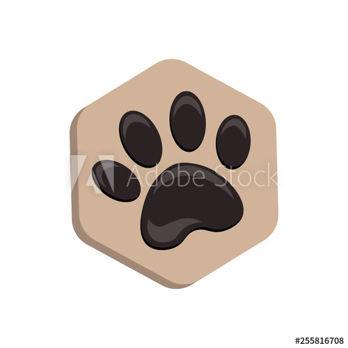 500x500 Beige Vector Hexagon Shape Icon With The Animals Cat Paw Icons