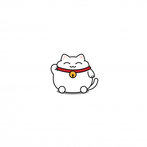 626x626 Cute Lucky Cat Cartoon Icon, Vector Illustration Vector Premium