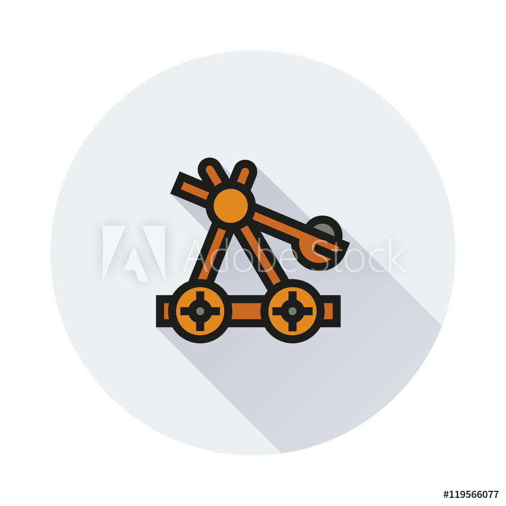 1000x1000 Photo Art Print Wooden Catapult Icon On Round Background