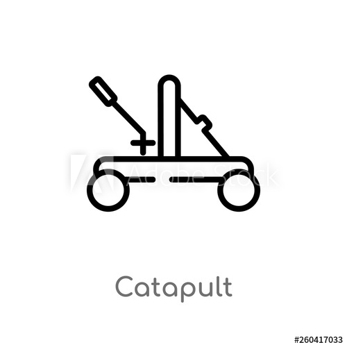 500x500 Outline Catapult Vector Icon Isolated Black Simple Line Element
