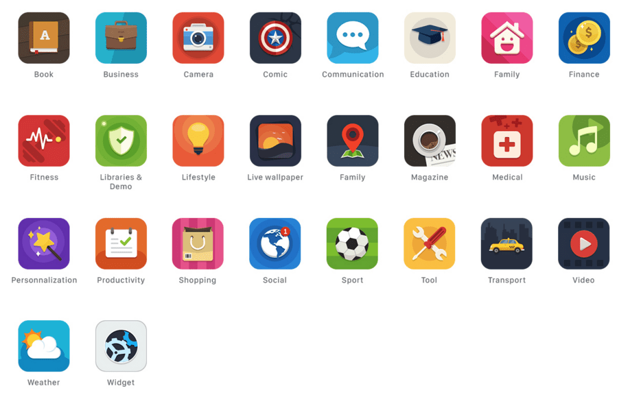 918x595 Free Flat Appstore Category Icons