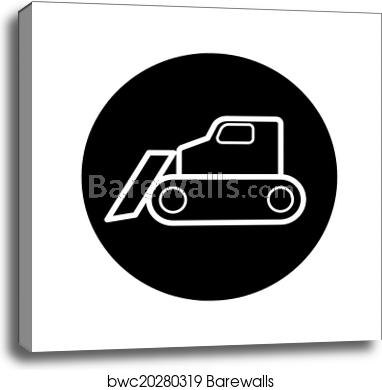 382x390 Caterpillar Bulldozer Icon Vector Canvas Print Barewalls