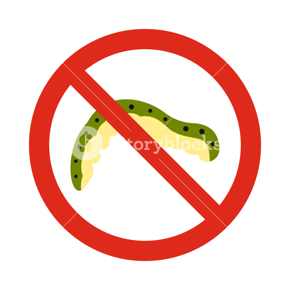 1000x1000 Prohibition Sign Caterpillar Icon In Flat Style Isolated On White