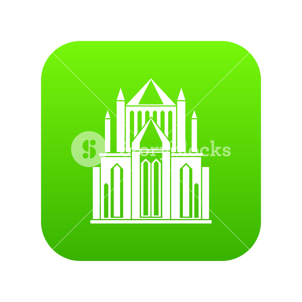 1000x1000 Cathedral Icon Green Vector Isolated On White Background Royalty