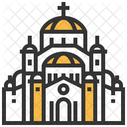 256x256 Cathedral Icon Of Colored Outline Style