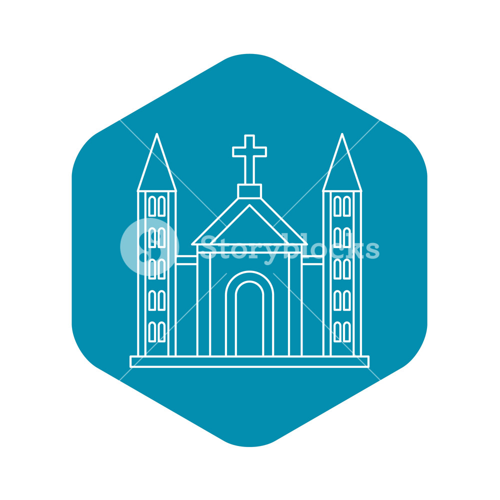 1000x1000 Catholic Church Building Icon In Outline Style On A White