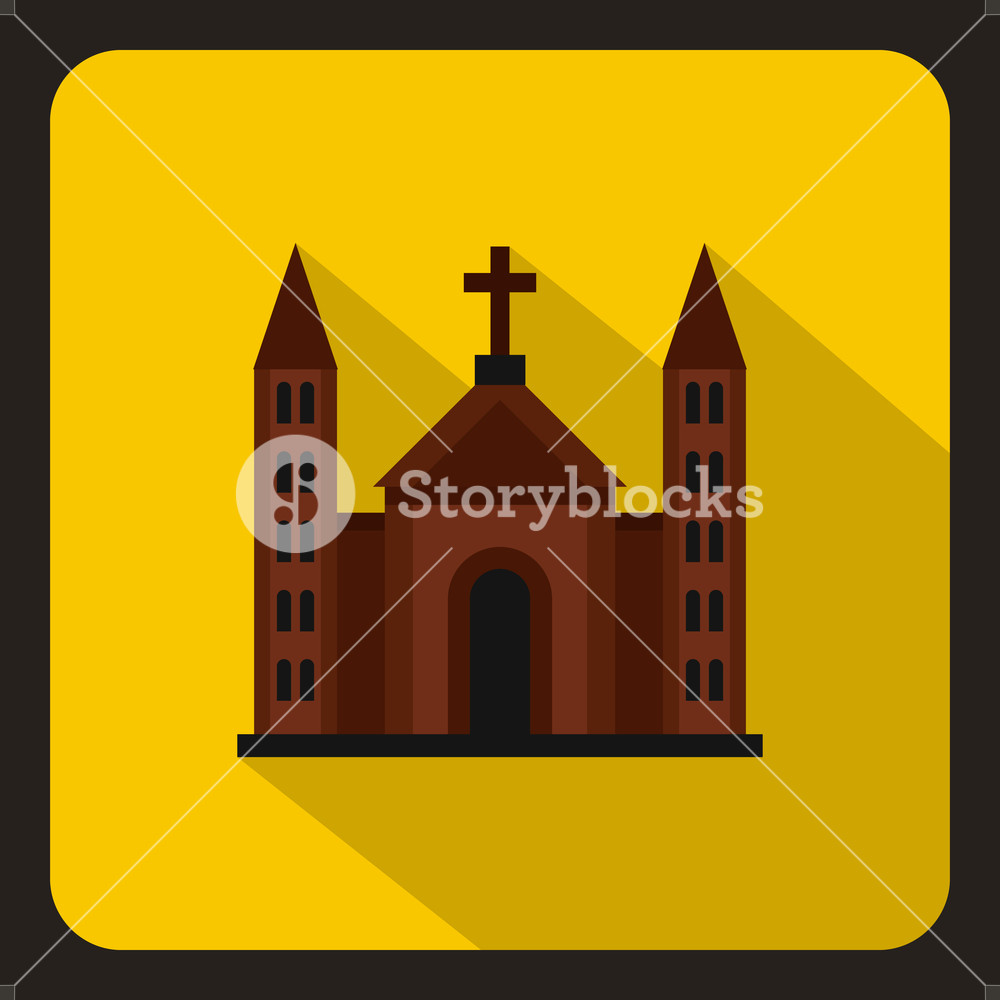 1000x1000 Christian Catholic Church Building Icon In Flat Style On A White