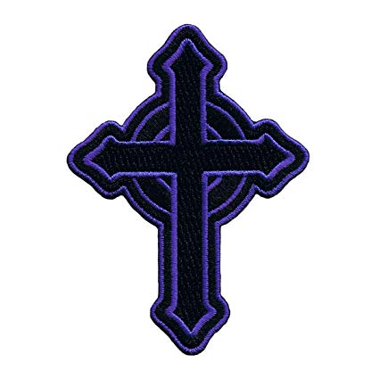 425x425 Purple Catholic Cross Patch Christian Faith Religion
