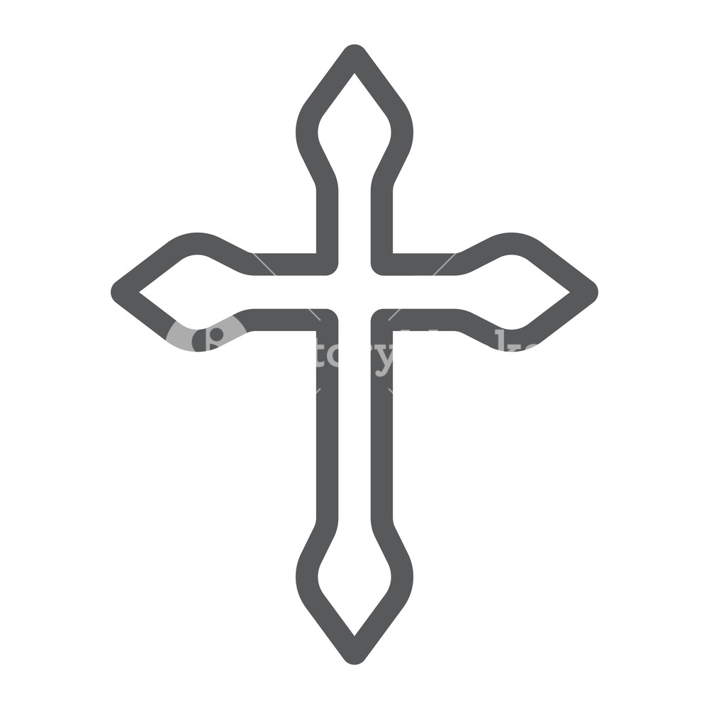 1000x1000 Religion Cross Line Icon, Christian And Catholic, Crucifix Sign