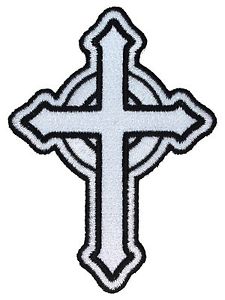 225x300 White Catholic Cross Patch Religious Roman Irish Christian Icon