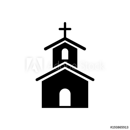 500x500 Catholic Church With Cross Icon Black On White Background