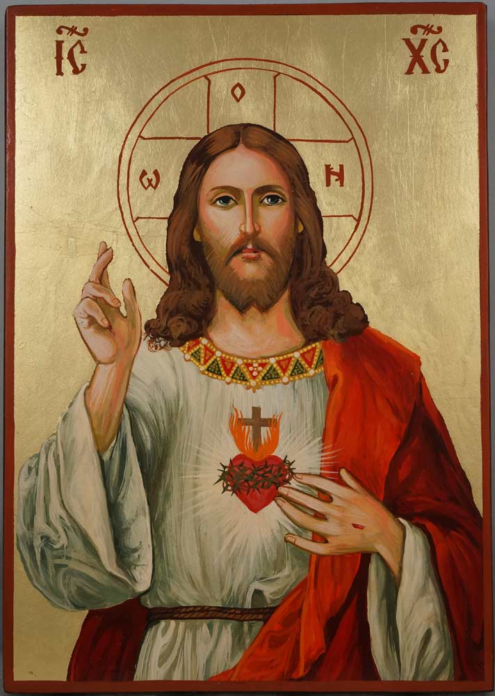 712x1000 Jesus Christ Sacred Heart Hand Painted Icon