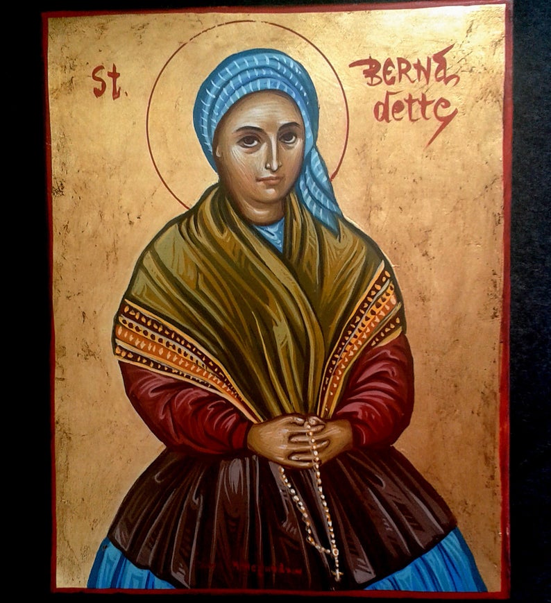 794x869 Original Icon Saint Bernadette Hand Painted Catholic Icon Etsy