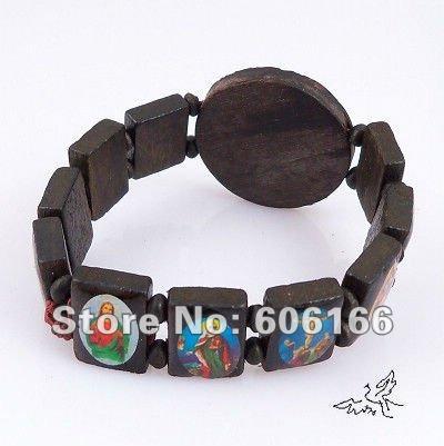 400x401 Wholesale Wooden Catholic Rosary Beads Bracelet Saints Angel