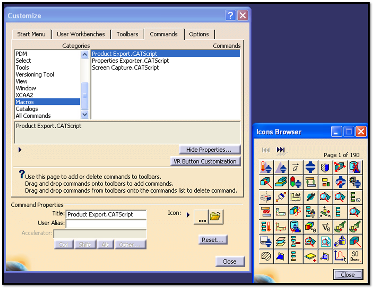 1195x924 Cad Systems Help How To Add Amacro Icon To A Toolbar In Catia