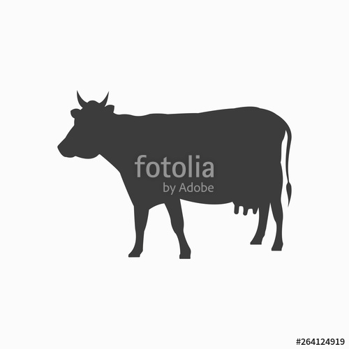 500x500 Cow Silhouette Cattle Icon Beef Symbol Vector Illustration
