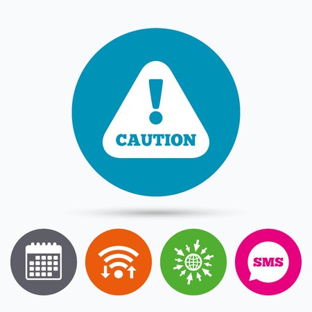 450x450 Wifi, Sms And Calendar Icons Attention Caution Sign Icon
