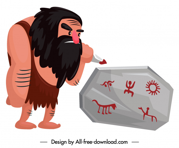 600x495 Caveman Icon Ancient Man Stone Drawing Sketch Free Vector In Adobe