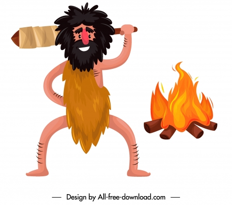 468x414 Caveman Icon Funny Cartoon Character Vectors Stock In Format