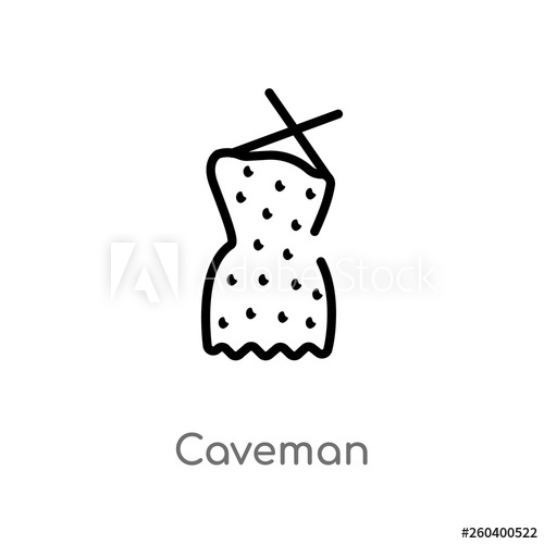 500x500 Outline Caveman Vector Icon Isolated Black Simple Line Element