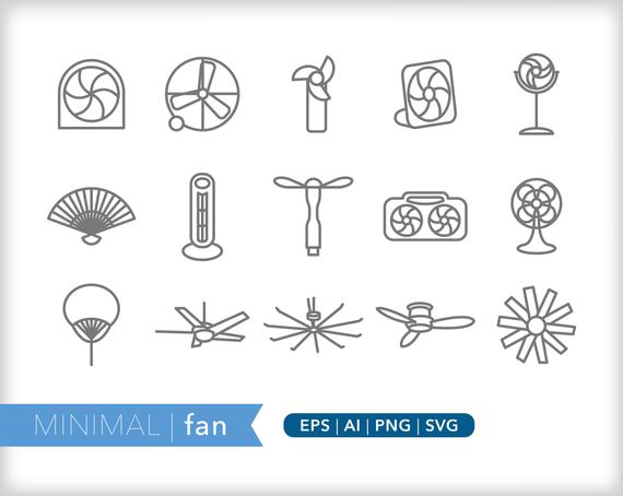 570x454 Fan Line Icons Box Fan Icon Ceiling Fan Icon Png Etsy