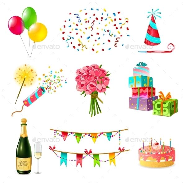 590x590 Celebration Icons Set Art Design Icon Set, Cake, Party Hats
