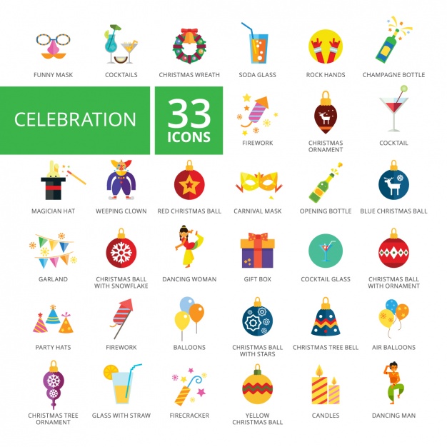 626x626 Celebration Icons Collection Vector Free Download