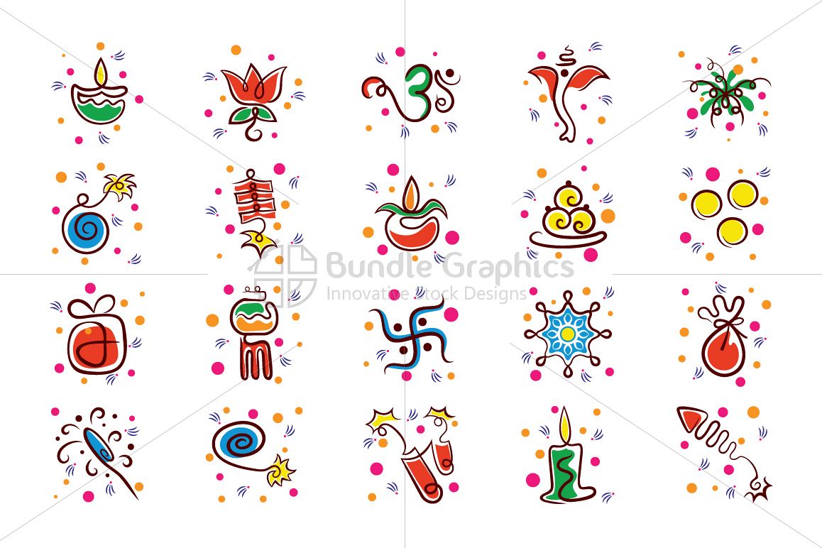 1158x772 Indian Festival Diwali Celebration Icons